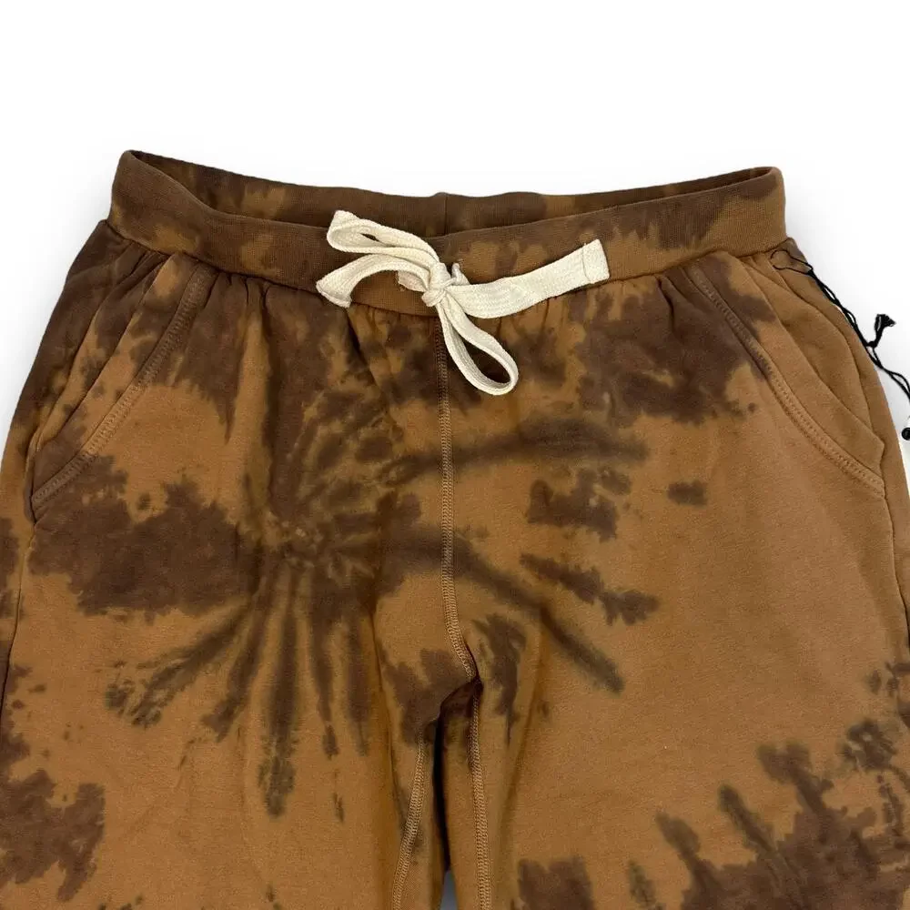 NEW Electric & Rose Cropped Ankle Sweatpants Soft Midweight Brown Tie Dye XS
